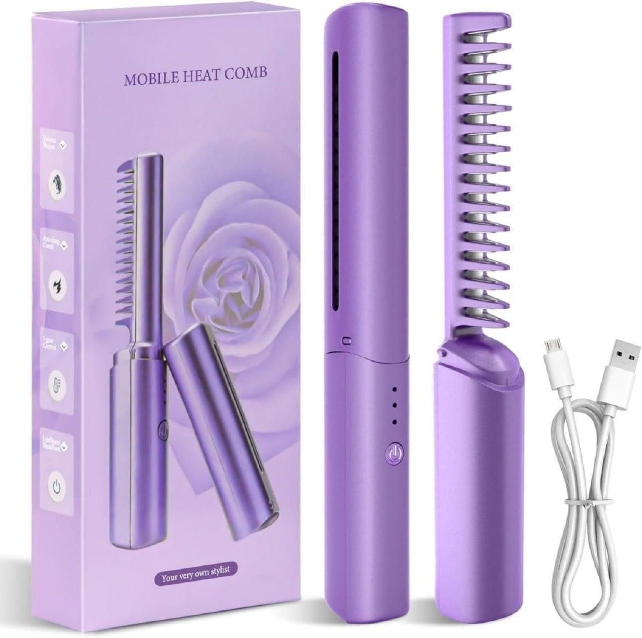 Cordless Rechargeable Portable Mini Hair Straightener  Hot Comb
