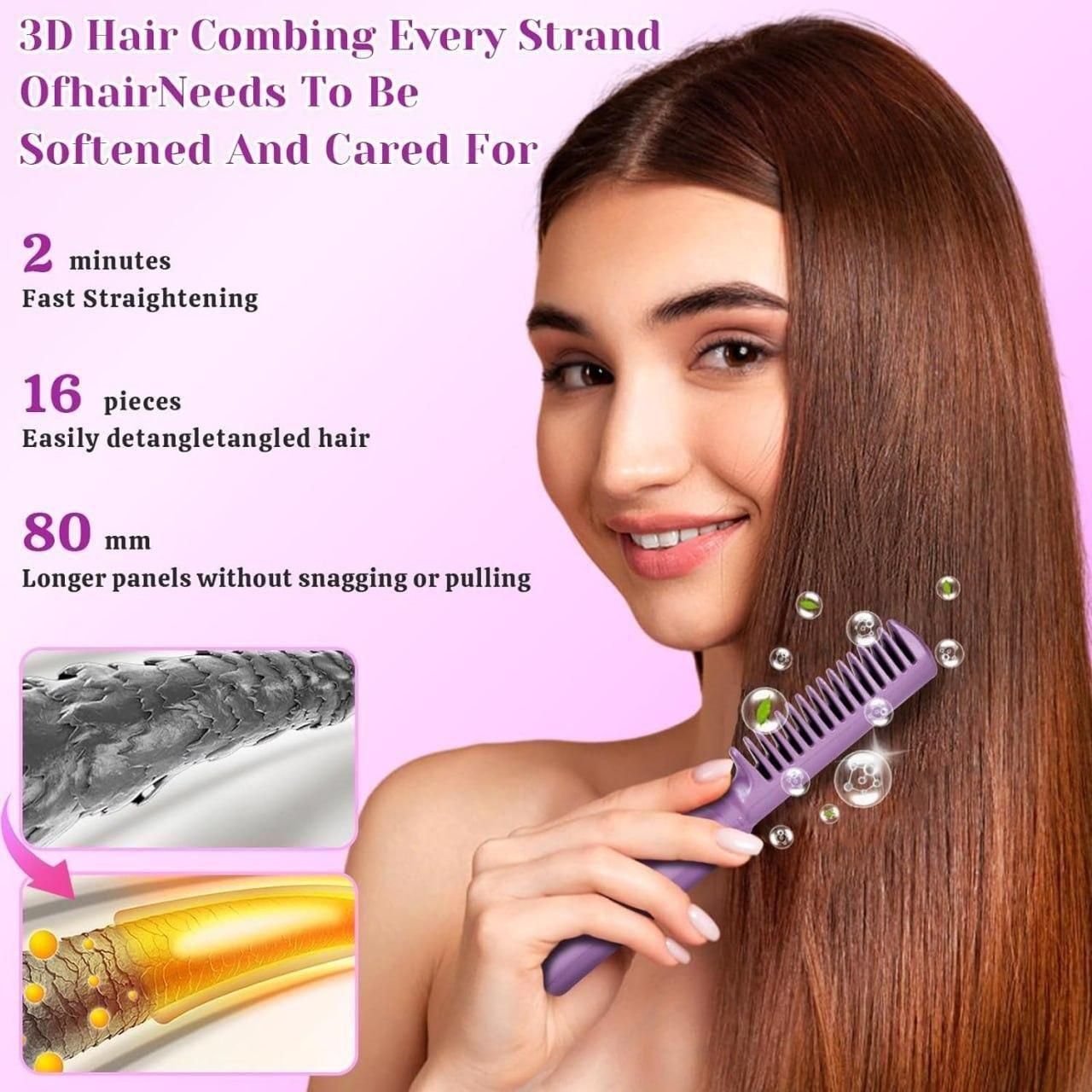 Cordless Rechargeable Portable Mini Hair Straightener  Hot Comb