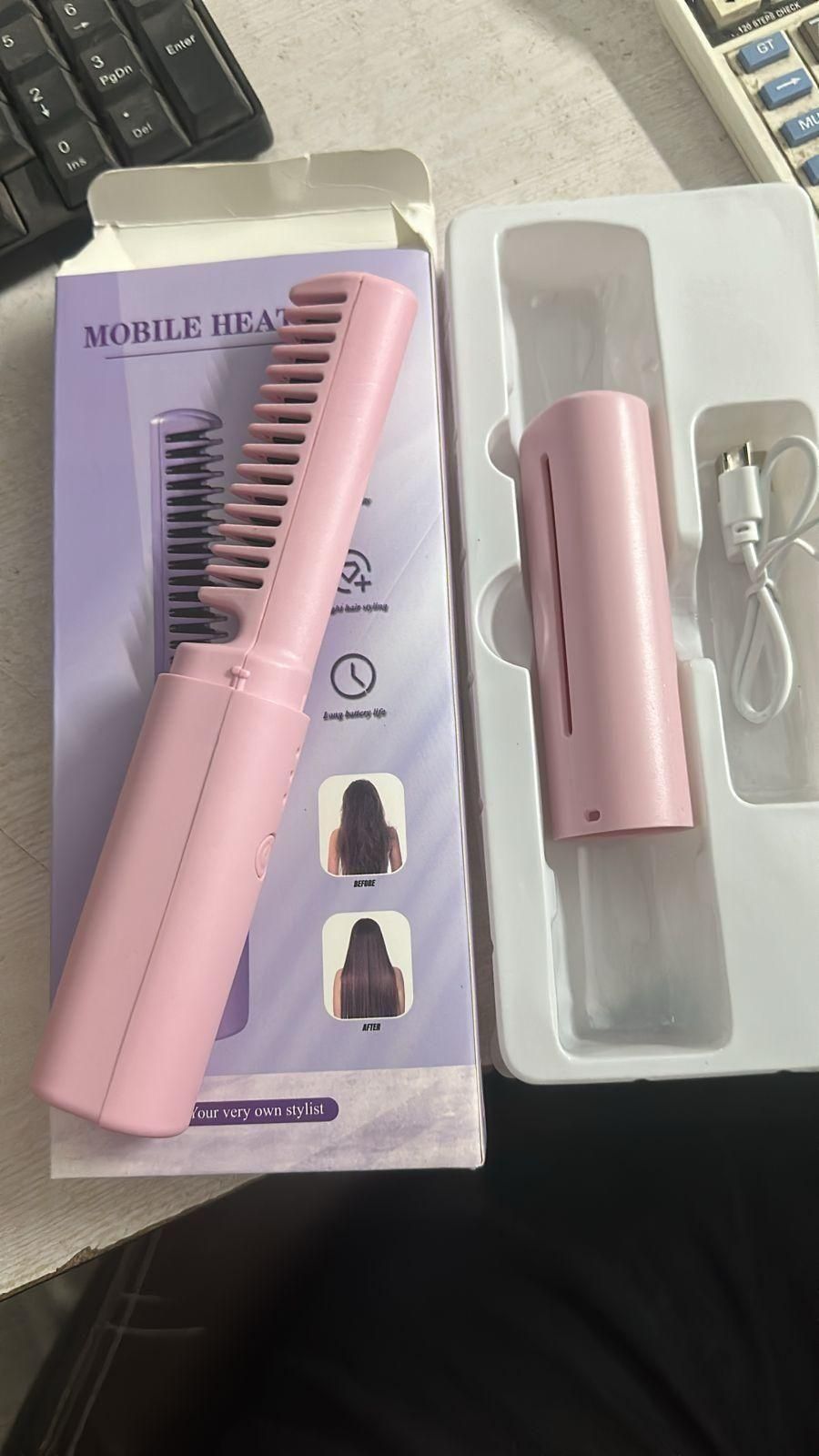 Cordless Rechargeable Portable Mini Hair Straightener  Hot Comb